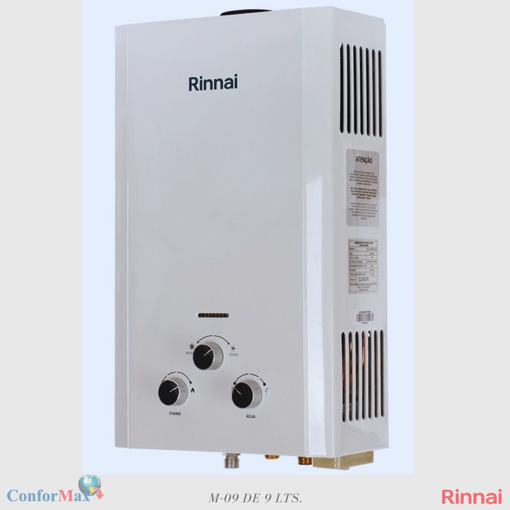 Aquecedor Rinnai M09 de 9,0 litros Exaustão natural | CONFORMAX