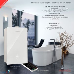 Aquecedor KO 21 WH Linha Decor Komeco de 21 litros.